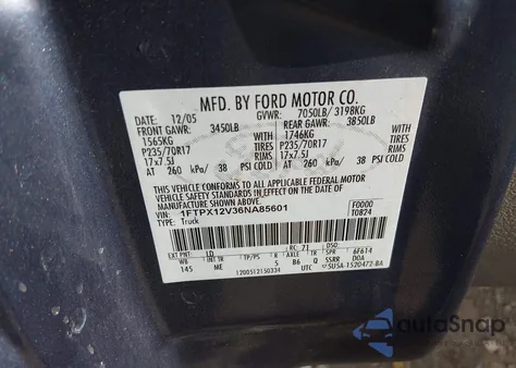 2006 Ford F-150 Lariat/Xl/Xlt z USA, uszkodzony, nr VIN 1FTPX12V36NA85601